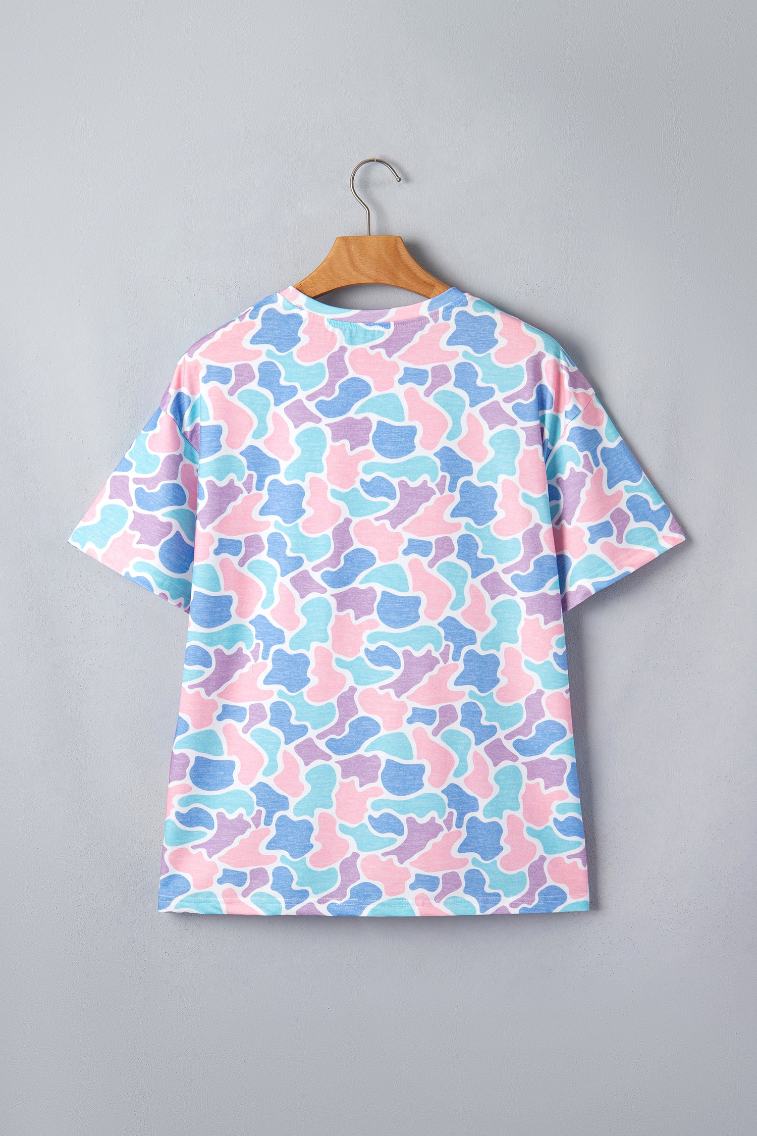 Multicolour Camouflage Print Preppy Fashion Tunic Tee-Tops/Tops & Tees-[Adult]-[Female]-2022 Online Blue Zone Planet