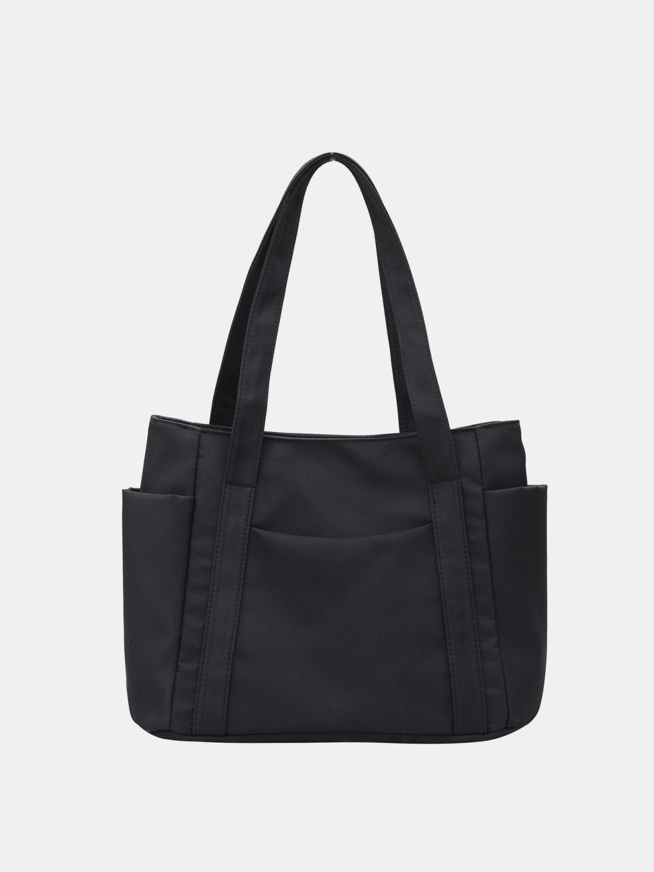 Blue Zone Planet | Oxford Cloth Tote Bag with Zipper-HANDBAGS-[Adult]-[Female]-Black-One Size-2022 Online Blue Zone Planet