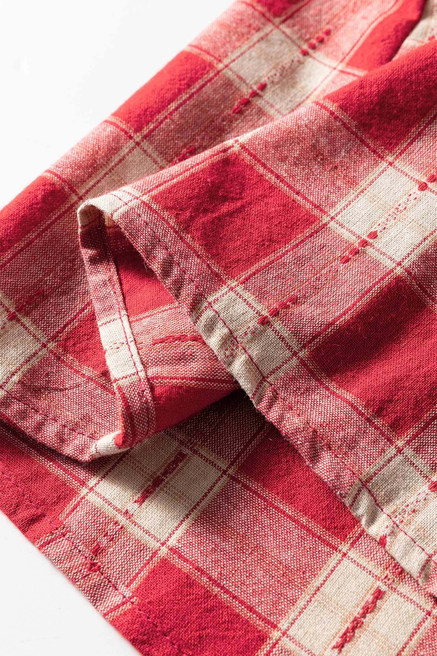 Red Plaid Print Smocked Puff Sleeve Mini Dress-TOPS / DRESSES-[Adult]-[Female]-2022 Online Blue Zone Planet