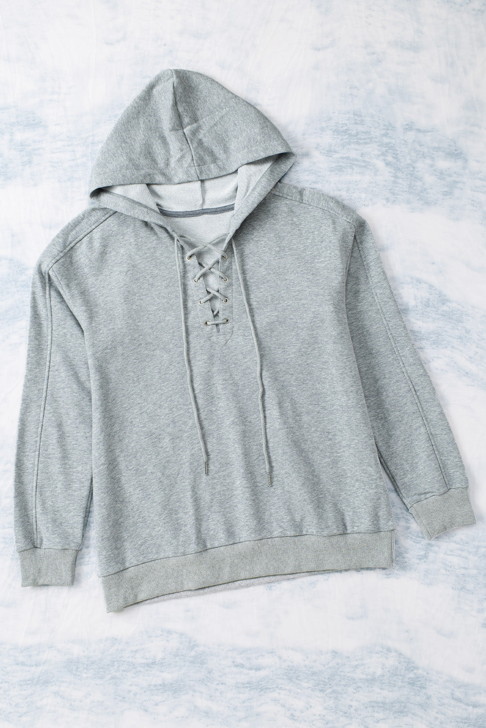Lace Up Long Sleeve Hoodie-TOPS / DRESSES-[Adult]-[Female]-2022 Online Blue Zone Planet