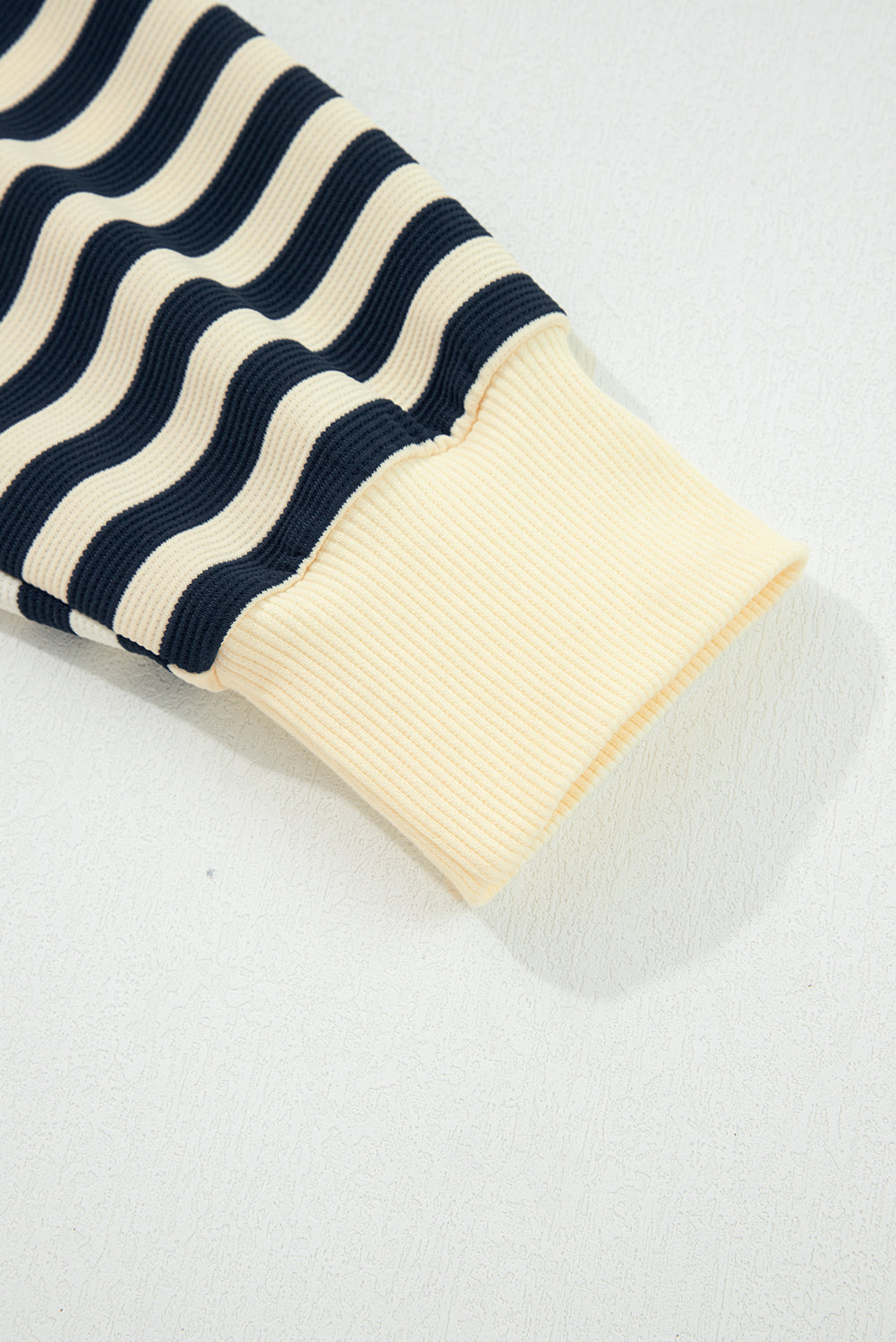 Blue Stripe Collared V Neck Long Sleeve Casual Top-Tops/Long Sleeve Tops-[Adult]-[Female]-2022 Online Blue Zone Planet