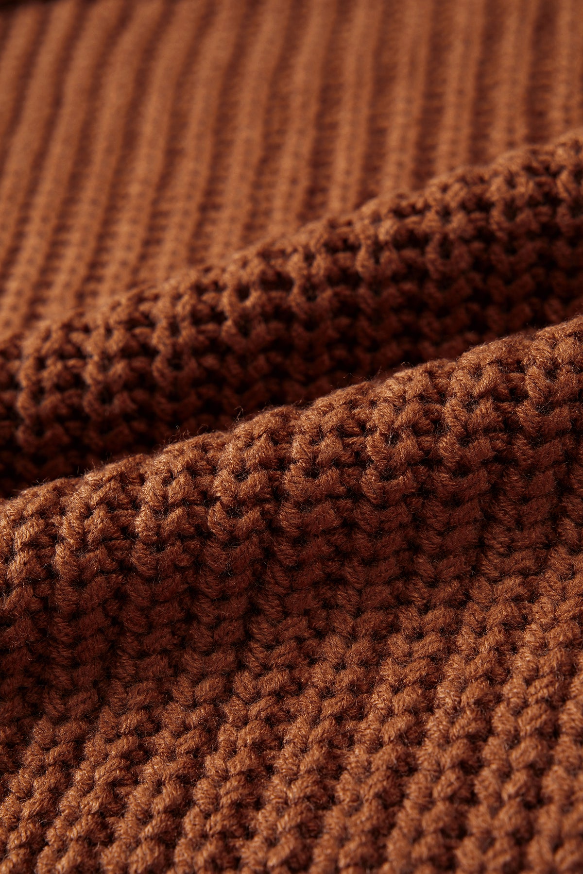 Coffee Solid Color Cable Knit High Neck Loose Pullover Sweater-Sweaters & Cardigans/Sweaters-[Adult]-[Female]-2022 Online Blue Zone Planet