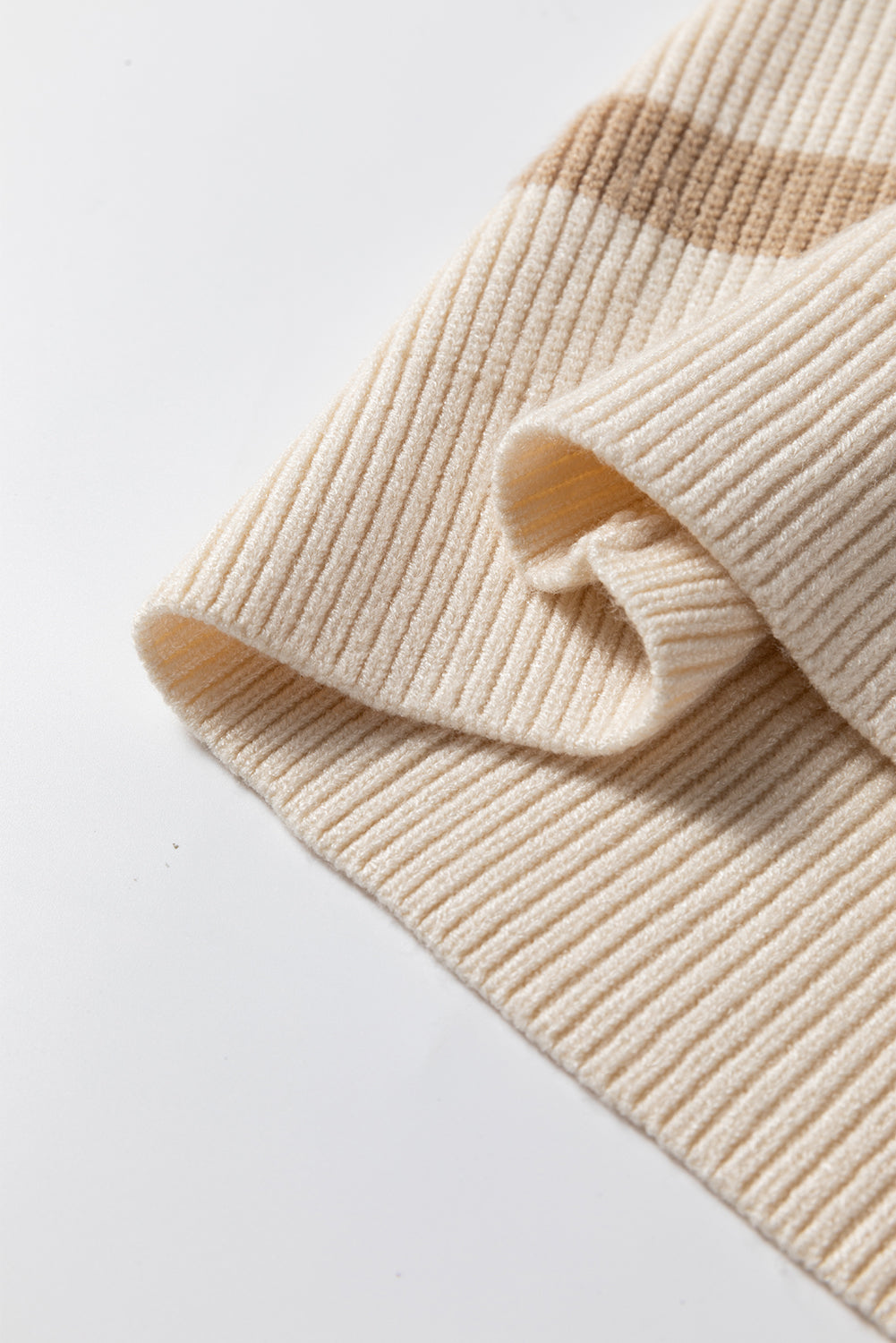 Khaki Stripe Ribbed Half Zip Collared Sweater Vest-TOPS / DRESSES-[Adult]-[Female]-2022 Online Blue Zone Planet