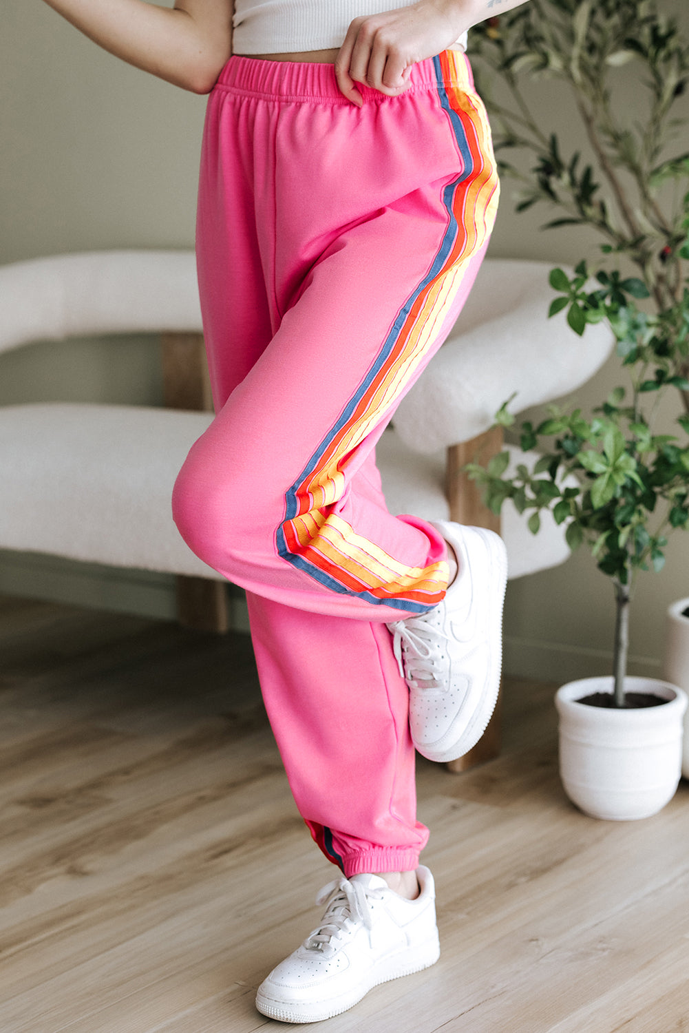 Pink Counting Rainbows High Waist Sweatpants-Tops / Dresses-[Adult]-[Female]-2022 Online Blue Zone Planet