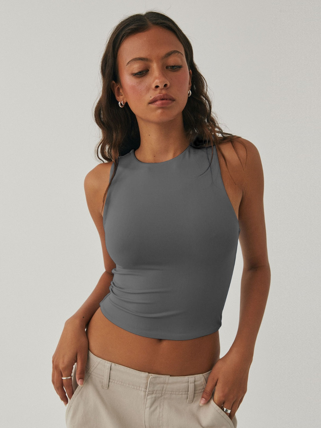 Blue Zone Planet | Round Neck Cropped Tank-TOPS / DRESSES-[Adult]-[Female]-2022 Online Blue Zone Planet