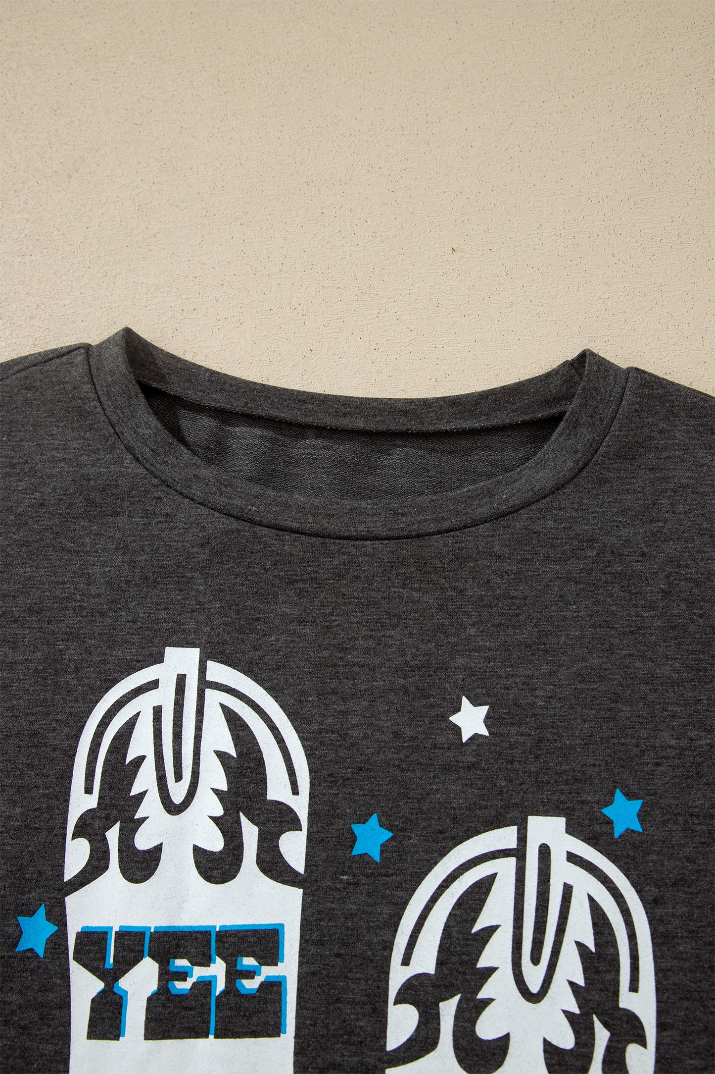Carbon Grey Yee Haw Boots State Of Mind Fringed Sleeve Tee-Tops/Tops & Tees-[Adult]-[Female]-2022 Online Blue Zone Planet