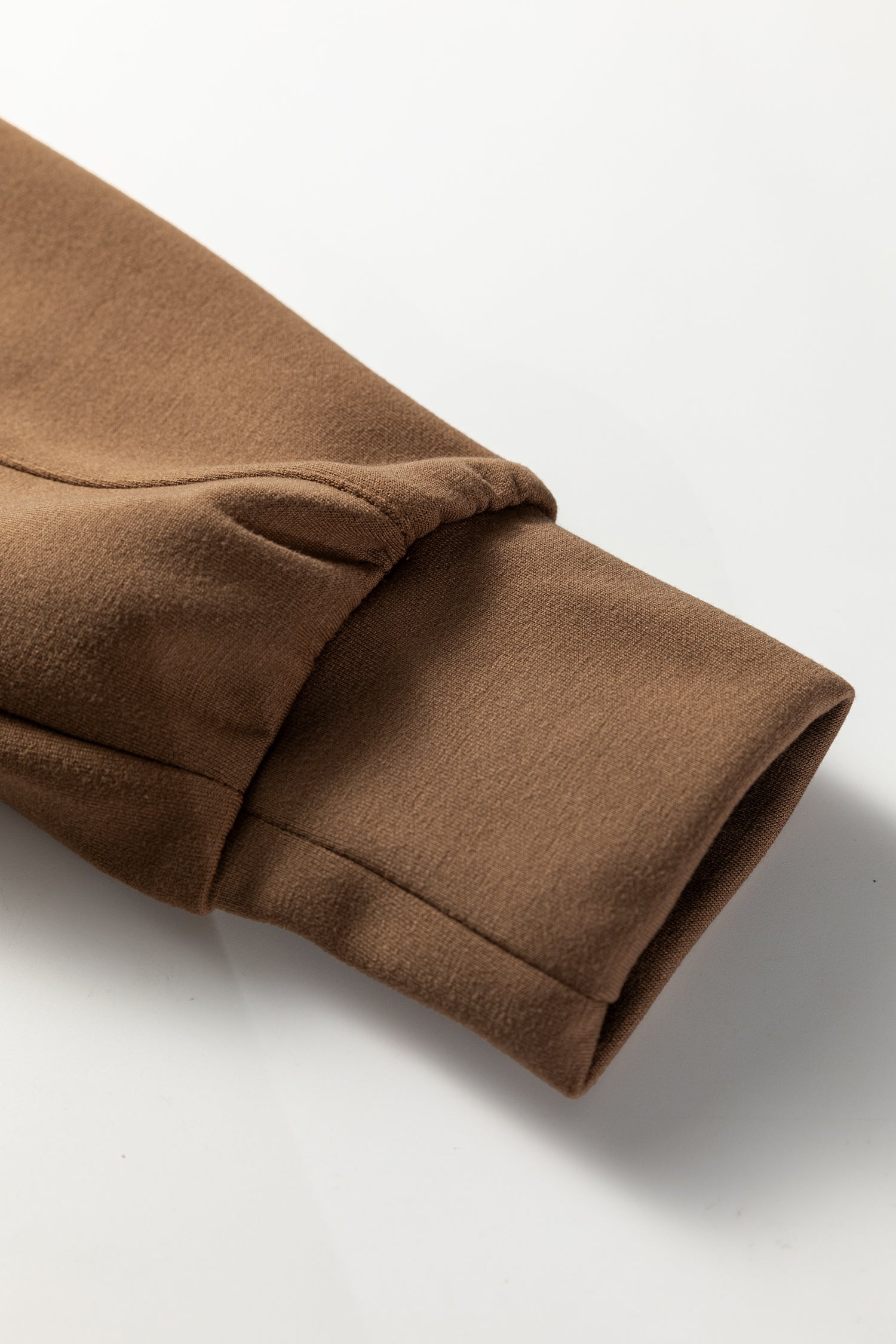 Coffee Solid Color V Neck Top and High Waist Pants Set-Two Piece Sets/Pant Sets-[Adult]-[Female]-2022 Online Blue Zone Planet