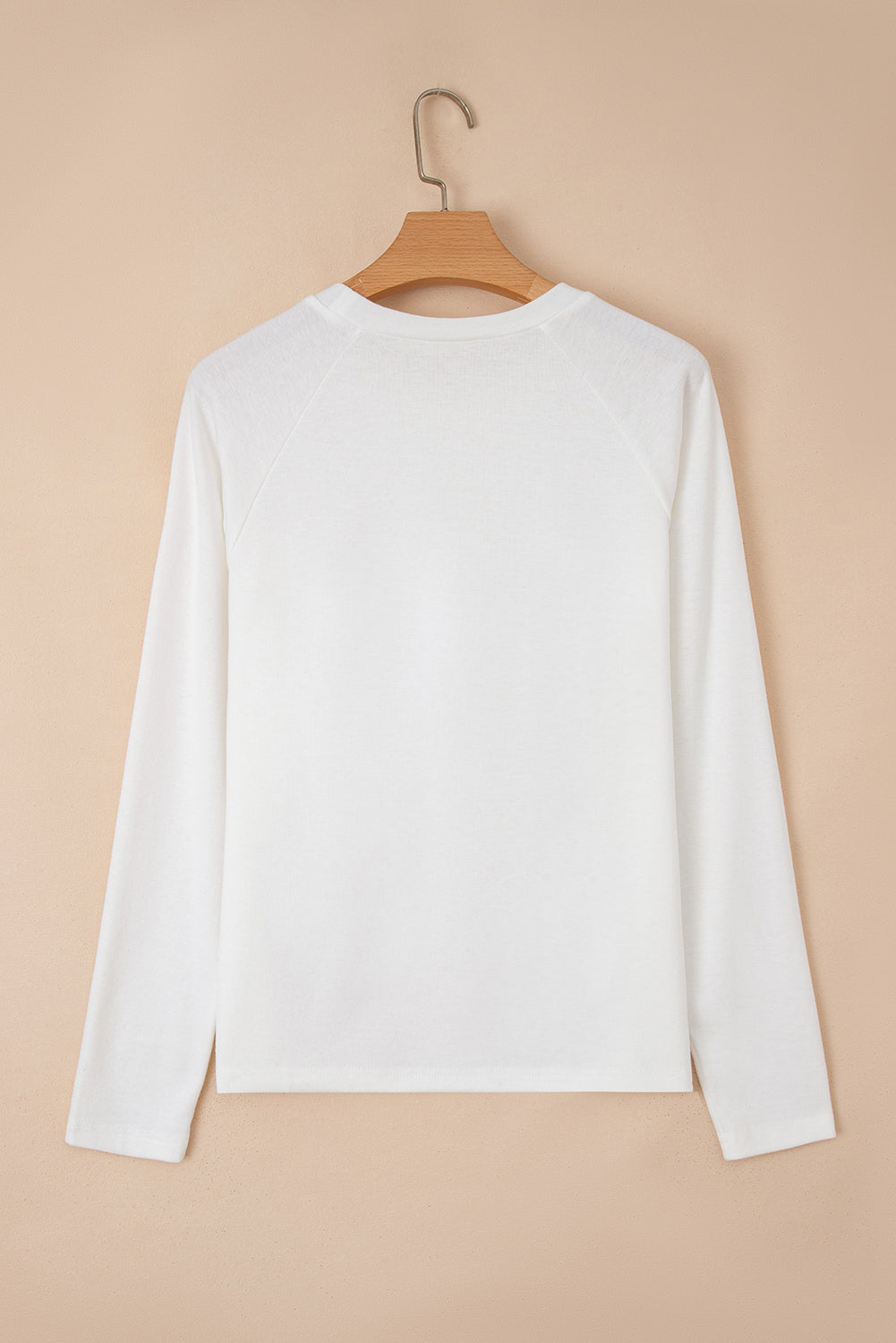 White Solid Color Seam Detail Raglan Long Sleeve Top-Tops/Long Sleeve Tops-[Adult]-[Female]-2022 Online Blue Zone Planet