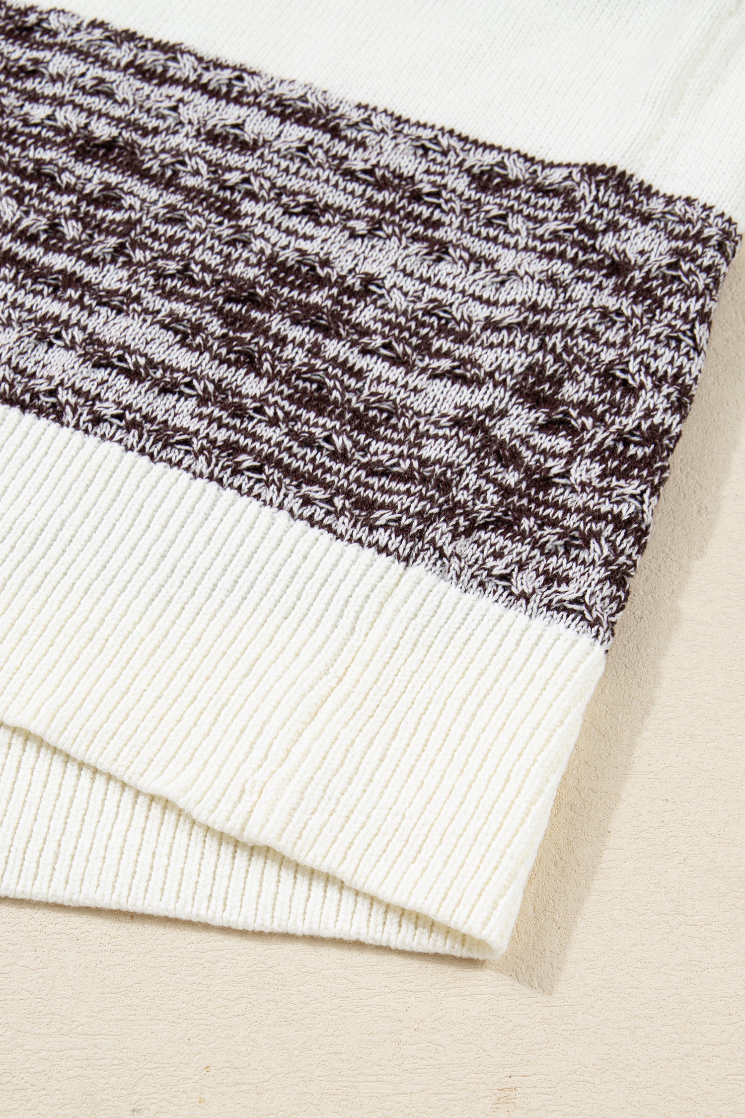 Brown Mixed Texture Knit Striped Color Block Loose Sweater-TOPS / DRESSES-[Adult]-[Female]-2022 Online Blue Zone Planet