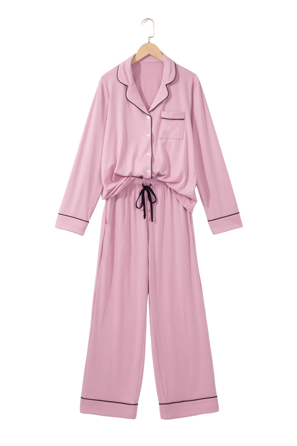 Delicacy Long Sleeve Colorblock Patchwork Two Piece Home Wear Lounge Set-Loungewear & Sleepwear/Loungewear-[Adult]-[Female]-2022 Online Blue Zone Planet