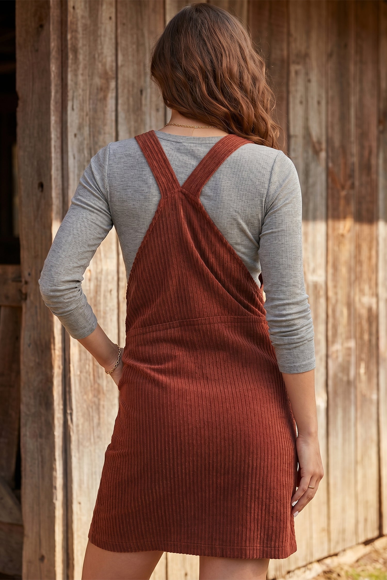 Clay Ribbed Corduroy Zip-Up Sleeveless Pocket Sheath Dress-Dresses/Mini Dresses-[Adult]-[Female]-2022 Online Blue Zone Planet
