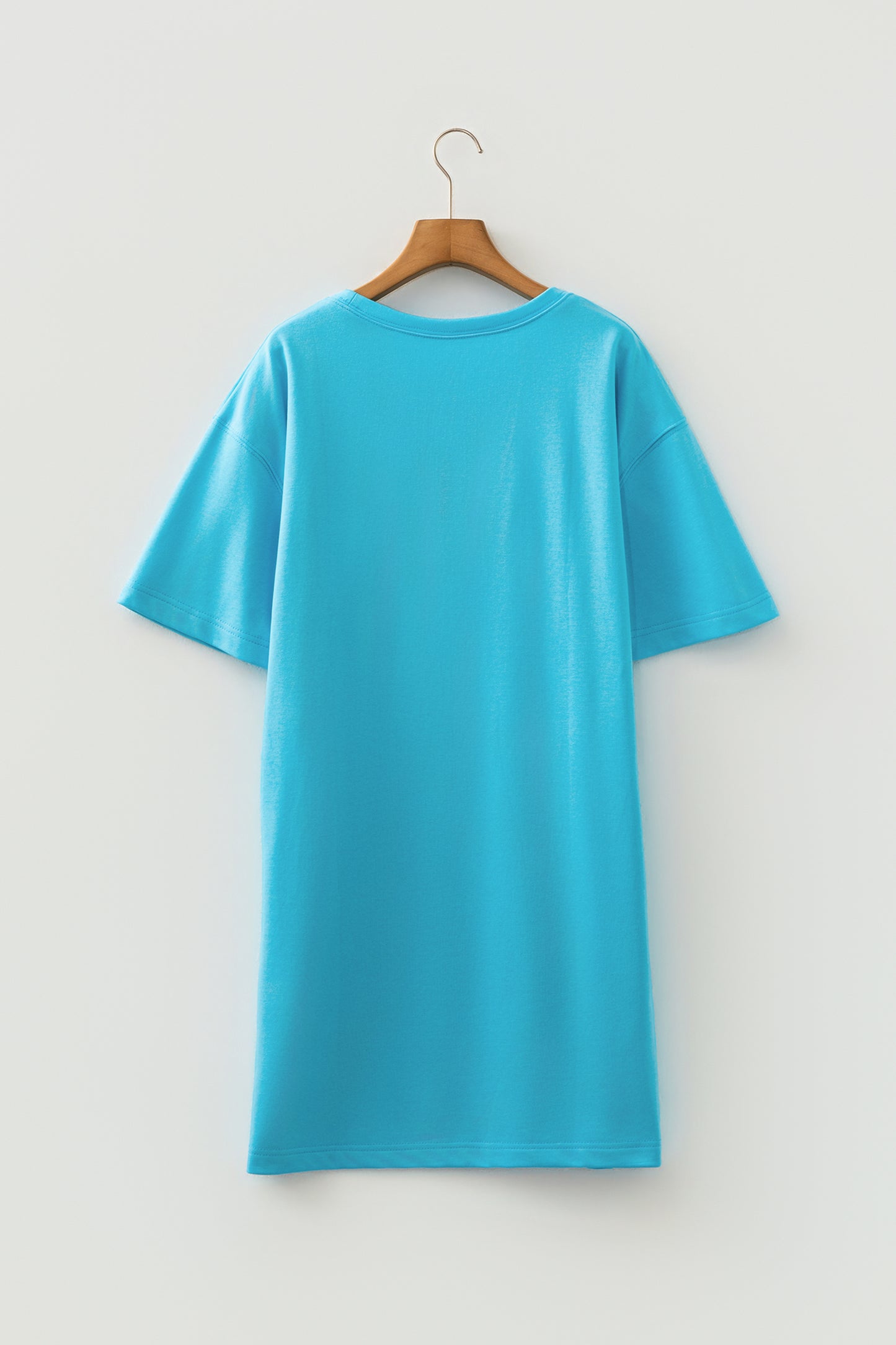 Light Blue Drop Shoulder Loose Casual T Shirt Mini Dress-TOPS / DRESSES-[Adult]-[Female]-2022 Online Blue Zone Planet