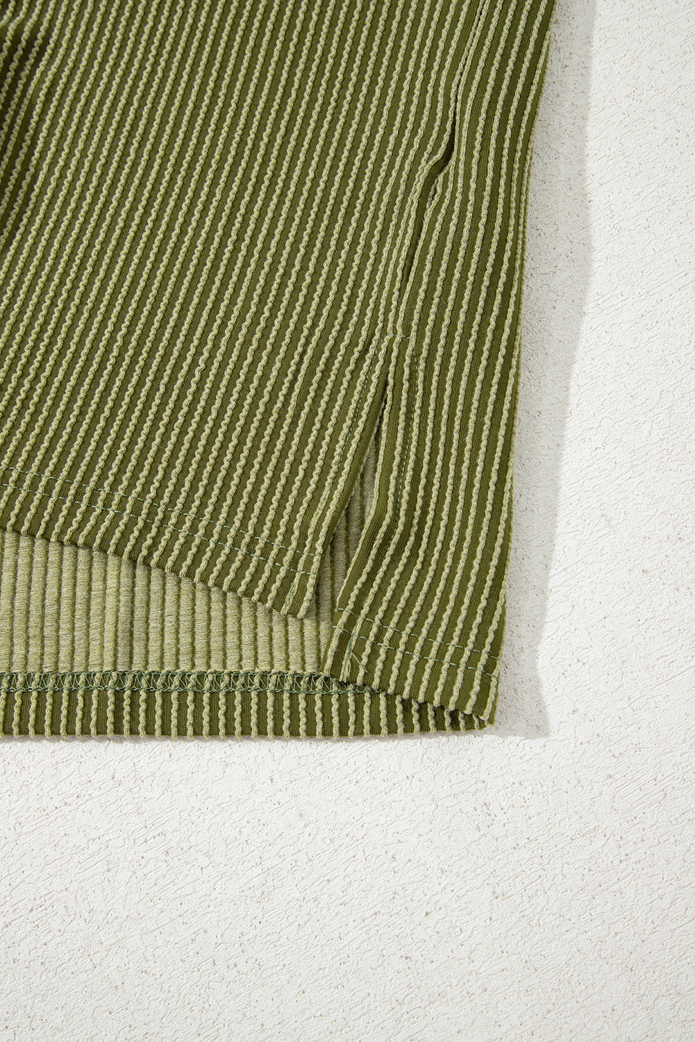 Jungle Green Textured Knit Exposed Stitching T-Shirt-Tops/Tops & Tees-[Adult]-[Female]-2022 Online Blue Zone Planet