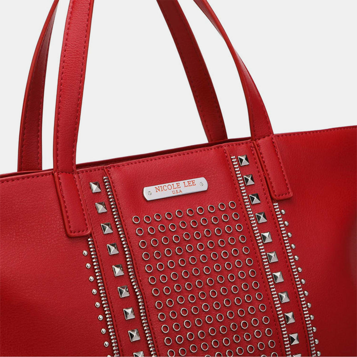 Blue Zone Planet | Nicole Lee USA Studded Large Tote Bag-TOPS / DRESSES-[Adult]-[Female]-2022 Online Blue Zone Planet