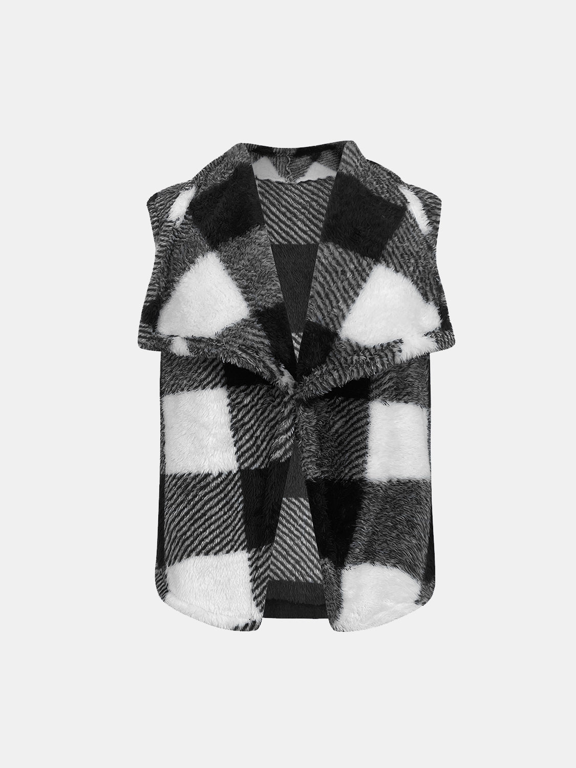 Plaid Open Front Vest Coat-TOPS / DRESSES-[Adult]-[Female]-2022 Online Blue Zone Planet