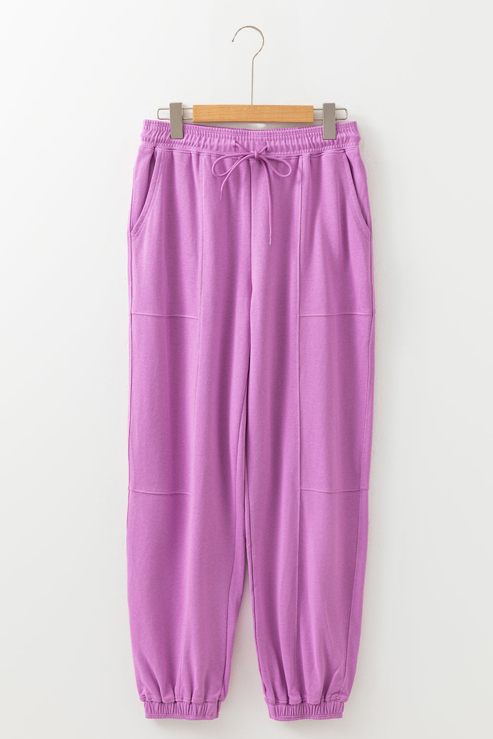 Lilac Drawstring Waist Patchwork Solid Color Jogger Pants-Bottoms/Pants & Culotte-[Adult]-[Female]-2022 Online Blue Zone Planet