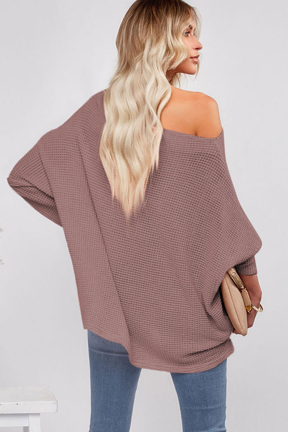 Casual Waffle Knit Eyelet Long Sleeve Blouse-Tops/Blouses & Shirts-[Adult]-[Female]-2022 Online Blue Zone Planet