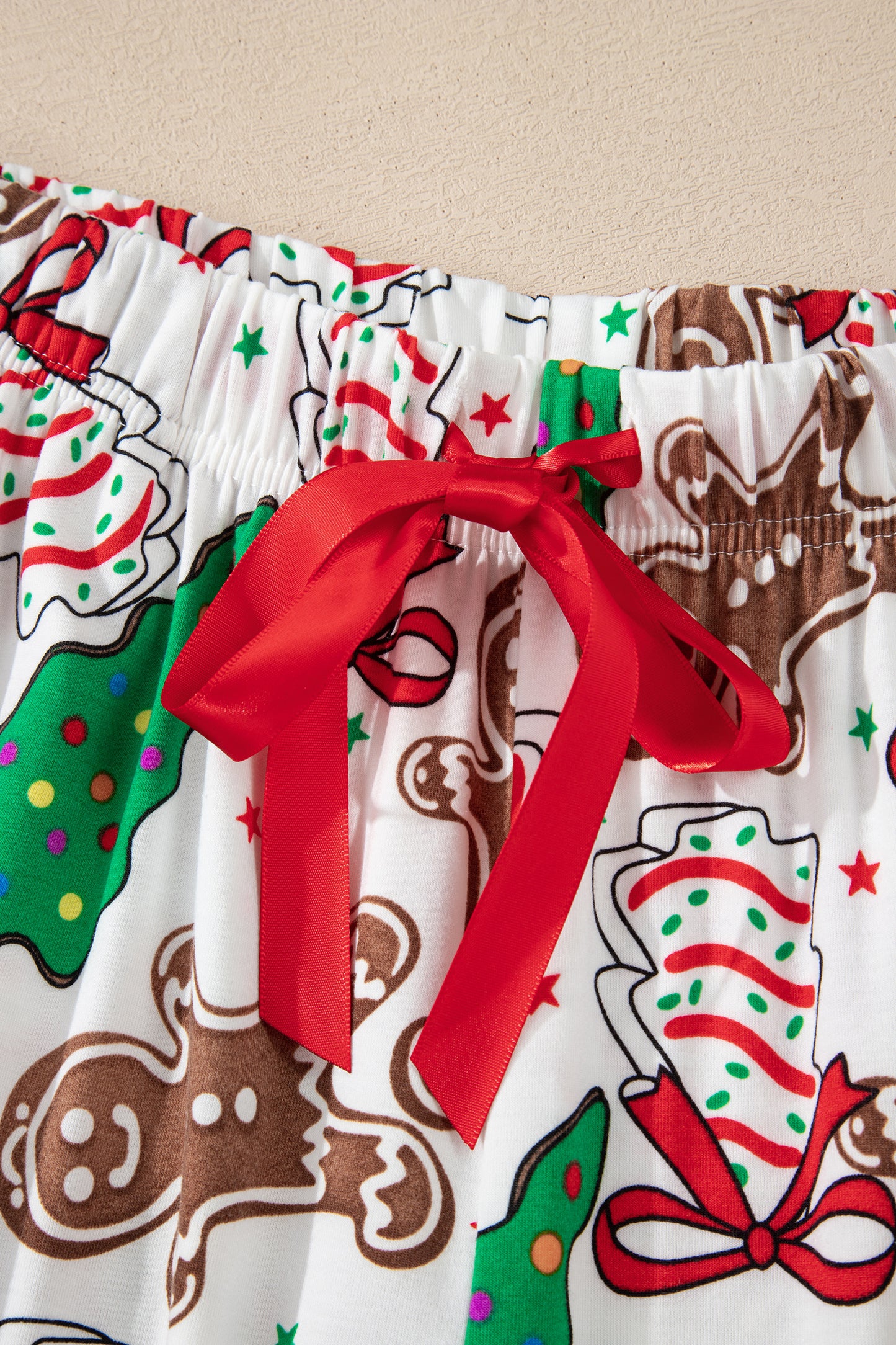 White Christmas Pattern Button V Neck Pullover Drawstring Pants 2pcs Lounge Set-Loungewear & Sleepwear/Loungewear-[Adult]-[Female]-2022 Online Blue Zone Planet