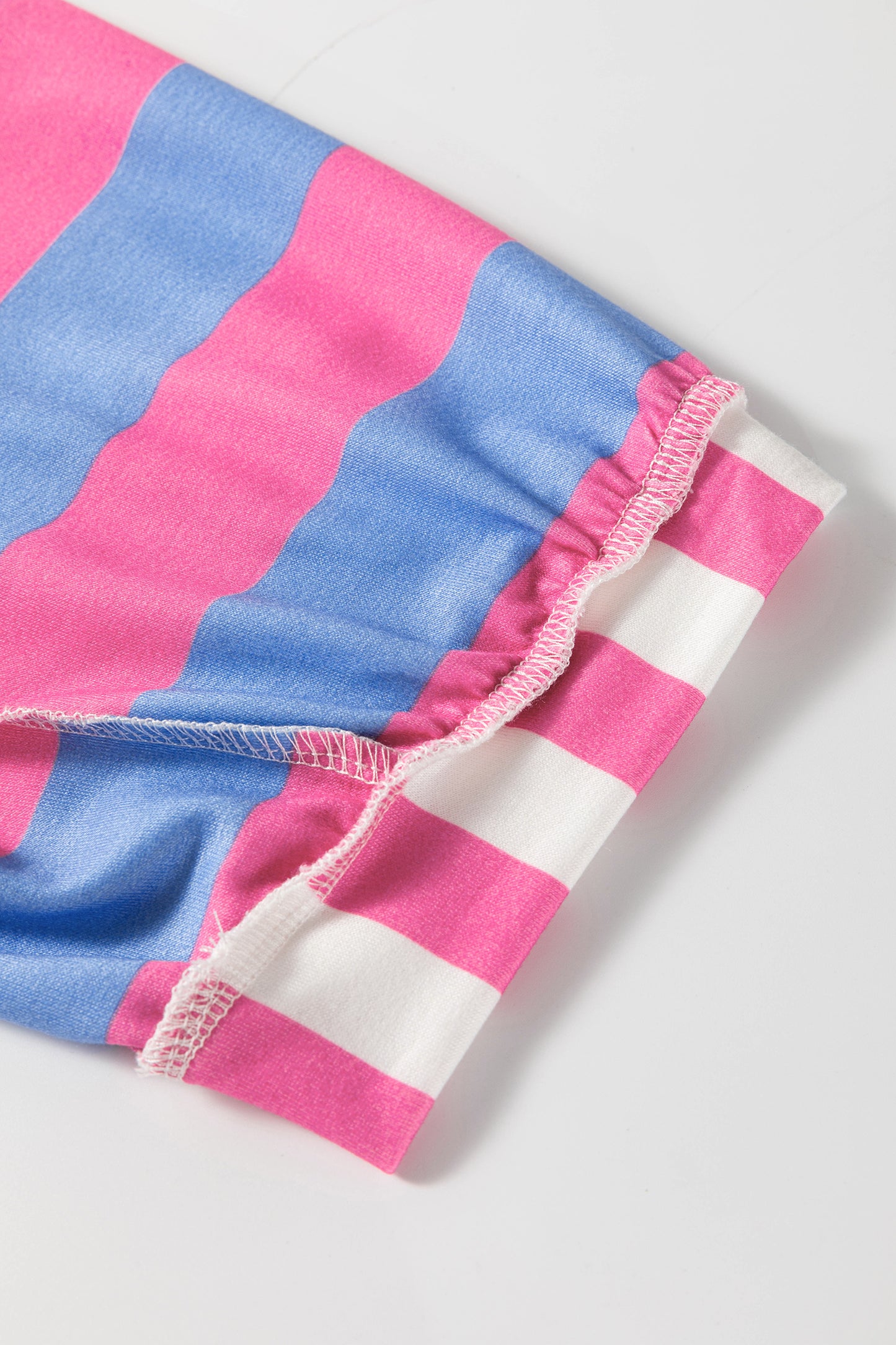 Pink Stripe Exposed Seam Contrast Patchwork Oversized Top-Tops/Tops & Tees-[Adult]-[Female]-2022 Online Blue Zone Planet