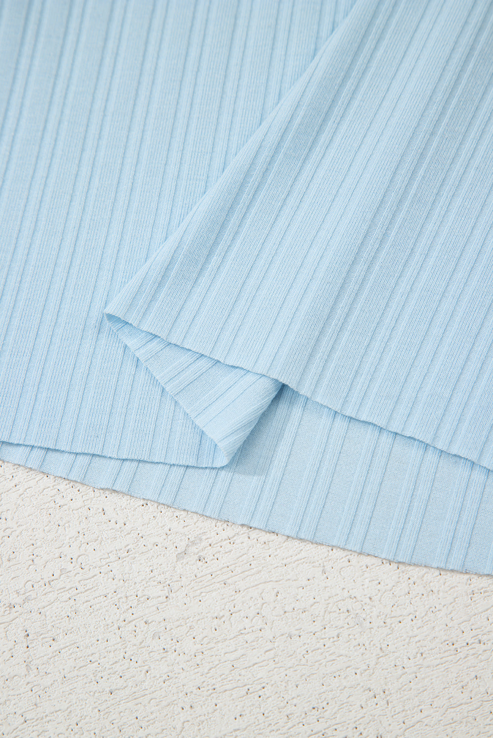 Beau Blue Ribbed Button V Neck Tank Top and Shorts Set-Two Piece Sets/Short Sets-[Adult]-[Female]-2022 Online Blue Zone Planet