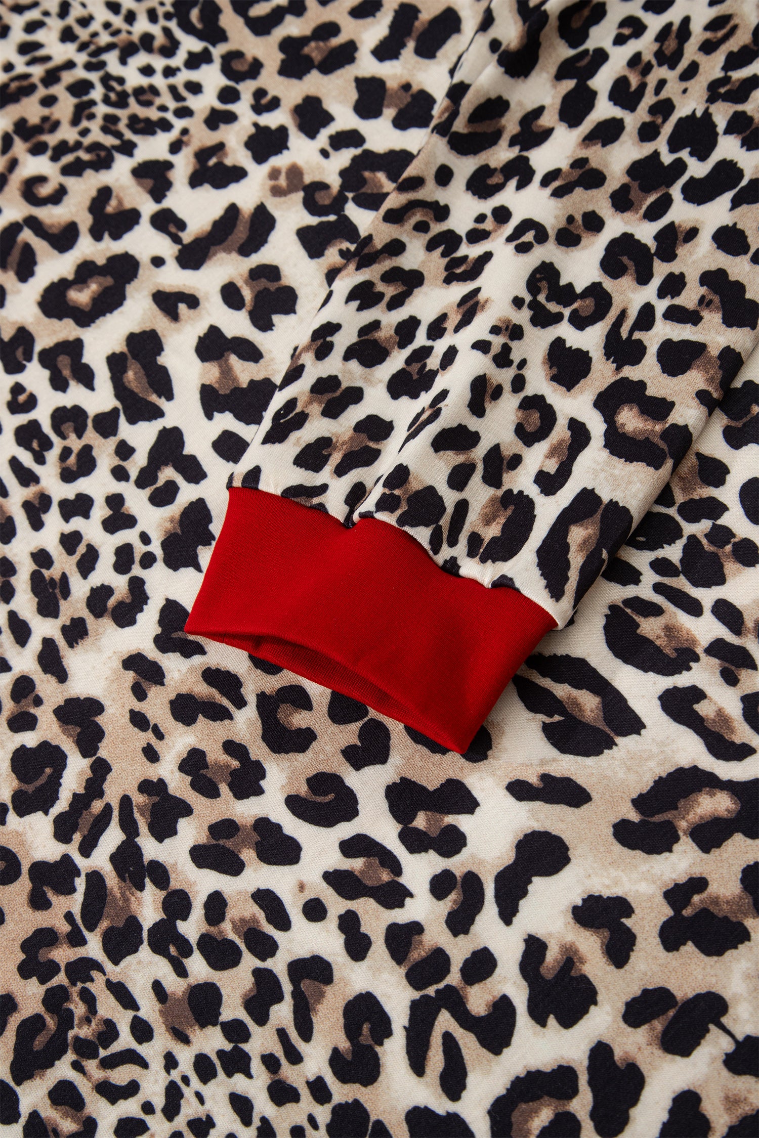 Brown Leopard Print Contrast Trim Round Neck Long Sleeve Top-Tops/Long Sleeve Tops-[Adult]-[Female]-2022 Online Blue Zone Planet