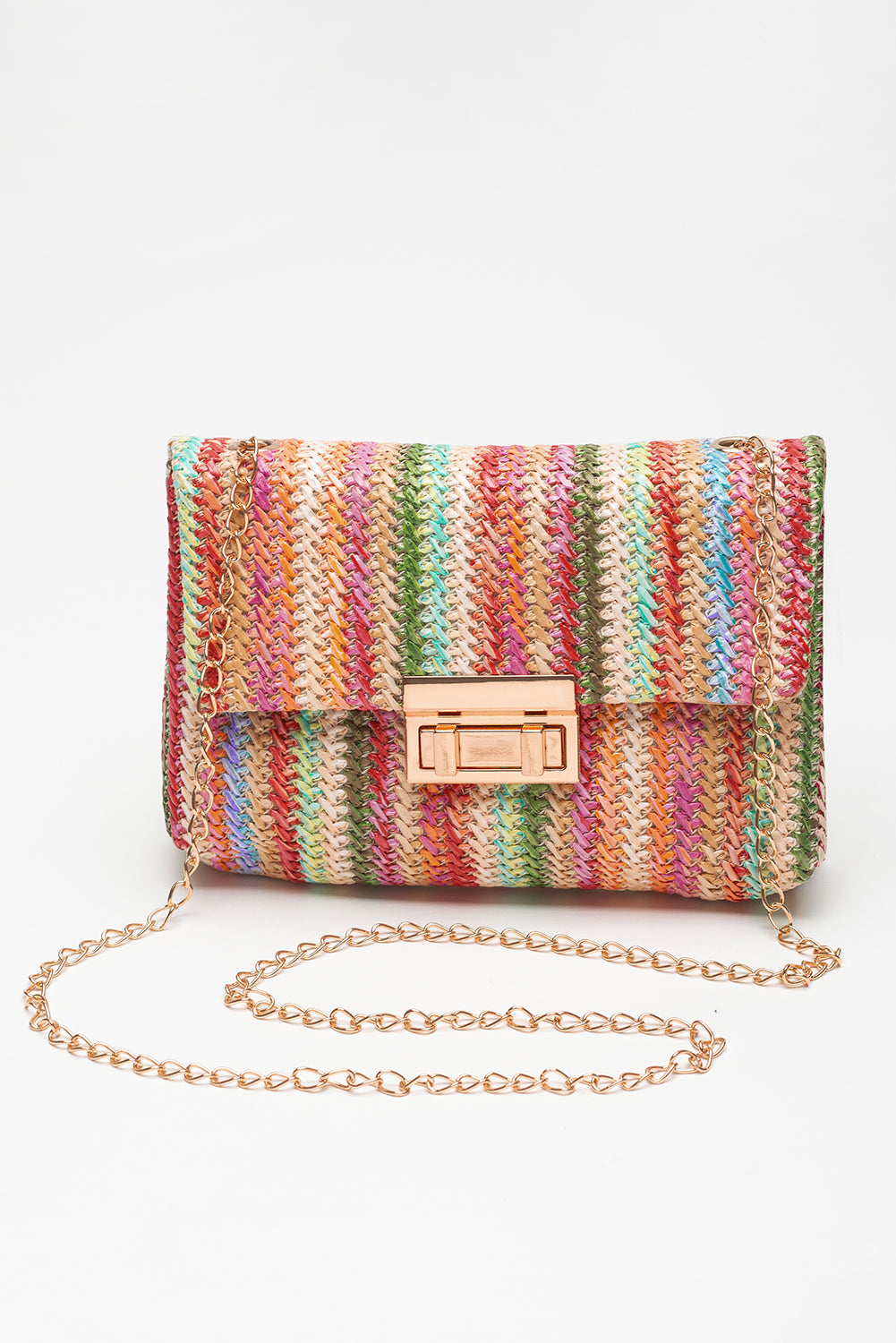 Strawberry Pink Striped Crochet Flapped Single Shoulder Bag-Shoulder Bag-[Adult]-[Female]-Strawberry Pink-ONE SIZE-2022 Online Blue Zone Planet