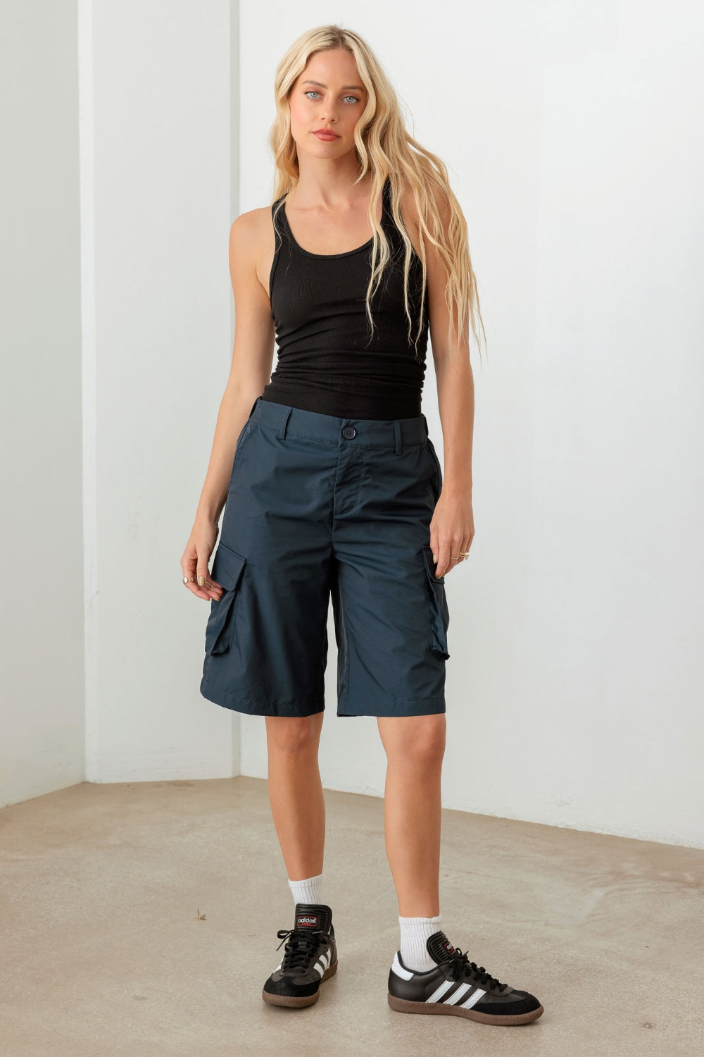 Blue Zone Planet | Le Lis Navy Cargo Bermuda Shorts-TOPS / DRESSES-[Adult]-[Female]-2022 Online Blue Zone Planet