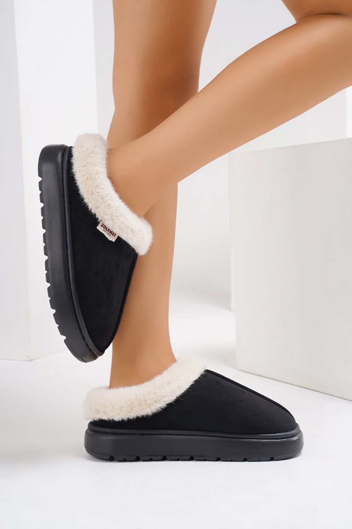 Furry Round Toe Platform Slippers-SHOES-[Adult]-[Female]-2022 Online Blue Zone Planet