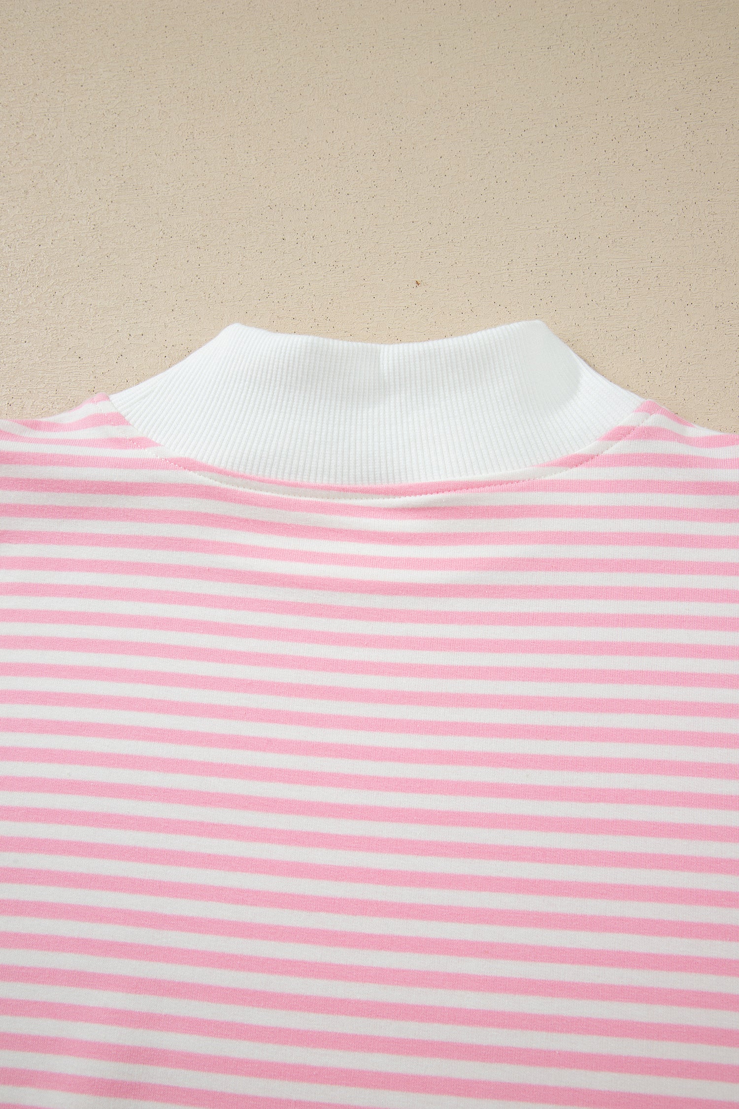 Pink Stripe Oversize Mock Neck Sweatshirt and Shorts Set-Two Piece Sets/Short Sets-[Adult]-[Female]-2022 Online Blue Zone Planet