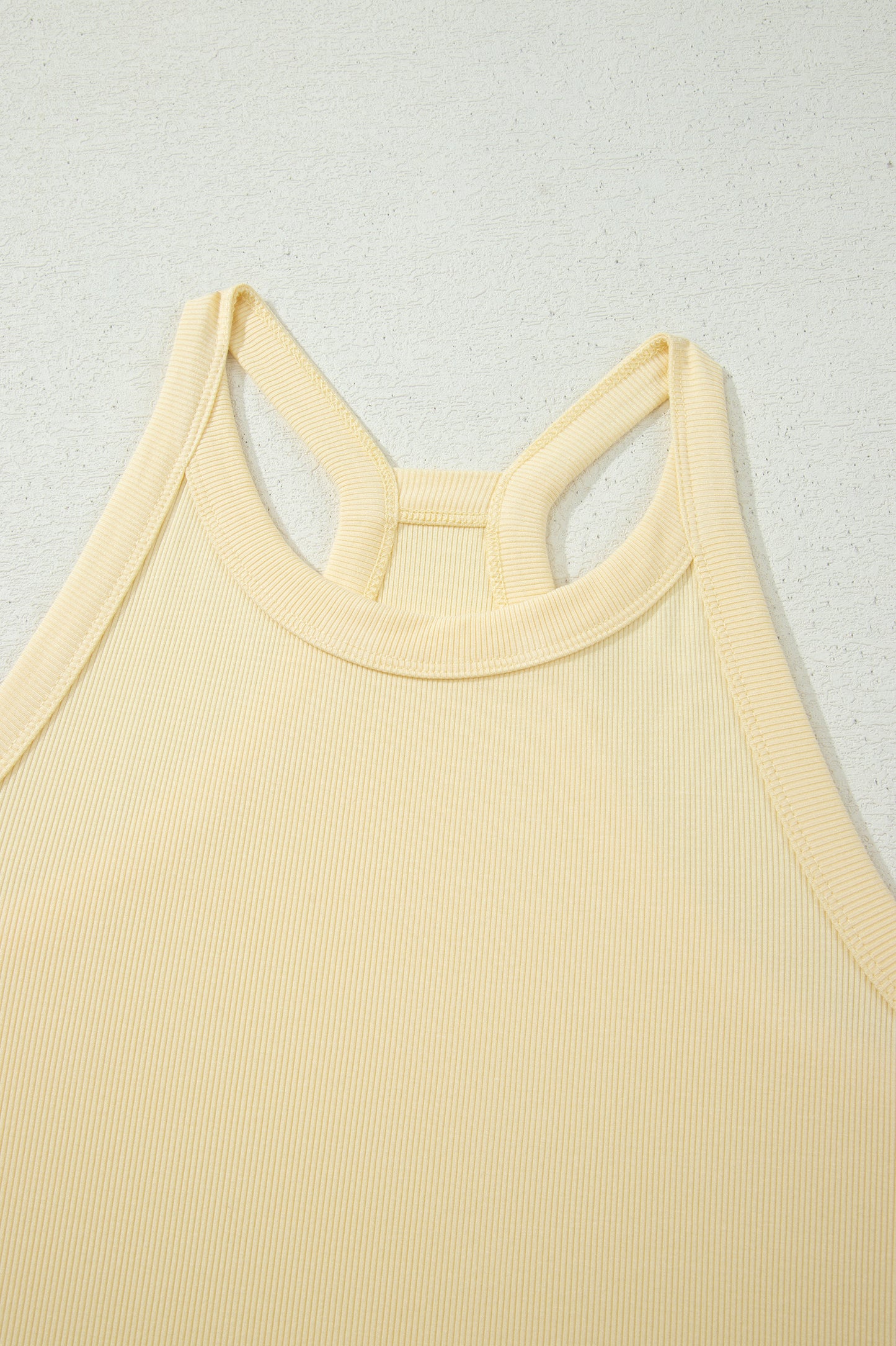 Yellow Cream Slim Ribbed Tank Top and Sweatpants Set-Two Piece Sets/Pant Sets-[Adult]-[Female]-2022 Online Blue Zone Planet