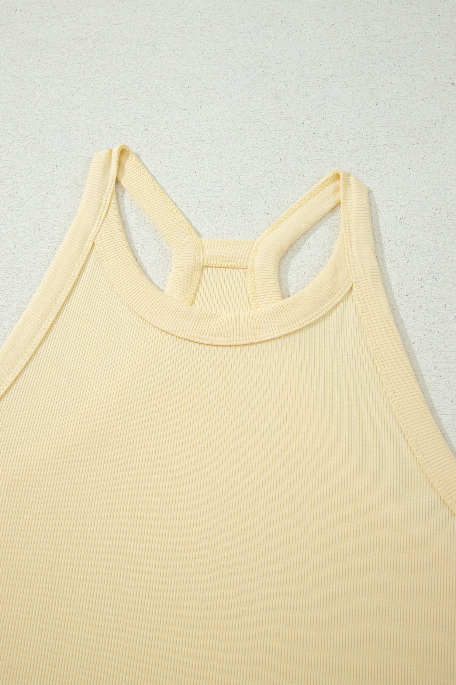 Yellow Cream Slim Ribbed Tank Top and Sweatpants Set-Two Piece Sets/Pant Sets-[Adult]-[Female]-2022 Online Blue Zone Planet