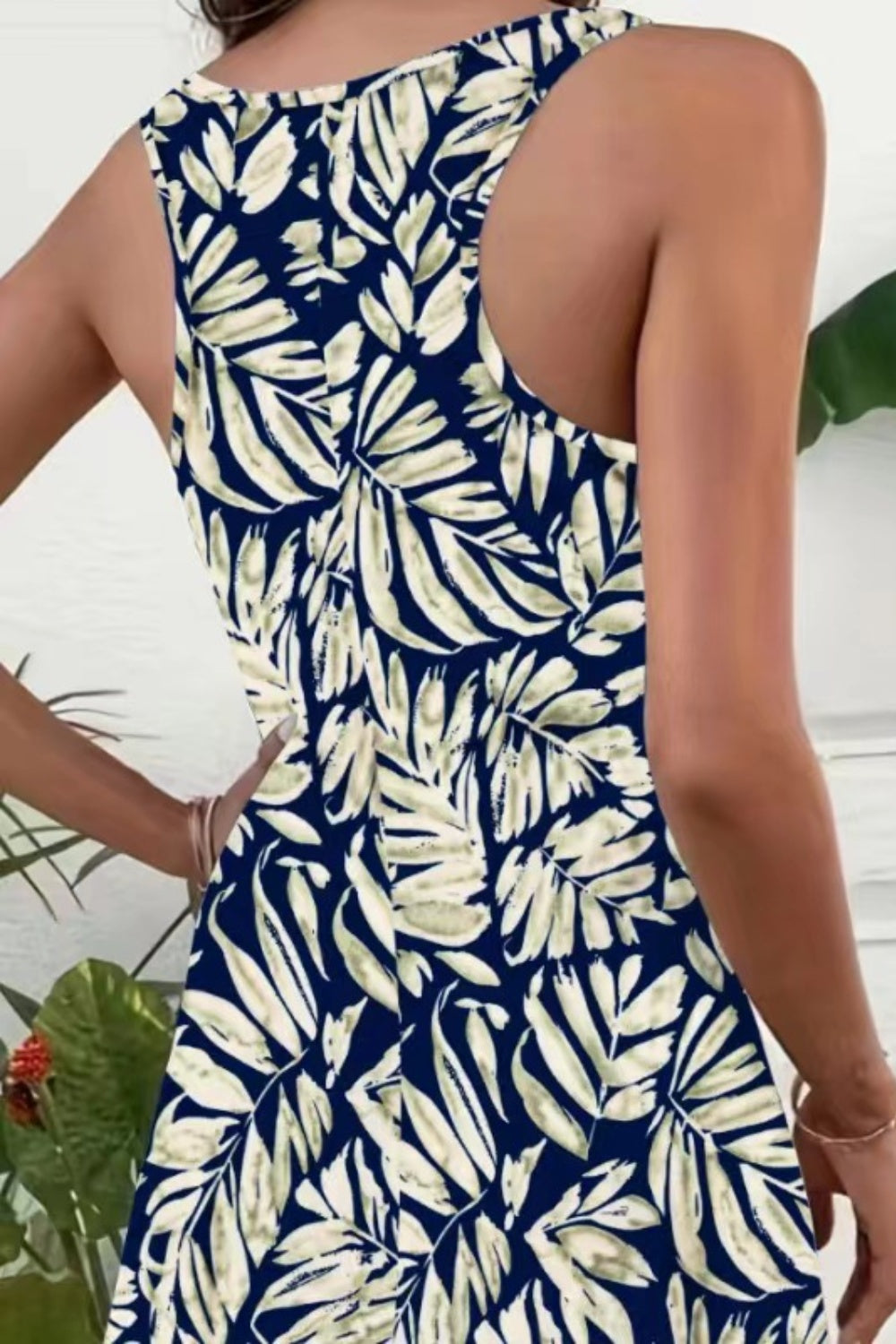 Blue Zone Planet | Printed Scoop Neck Wide Strap Mini Dress - Navy / S Blue Zone Planet | Printed Scoop Neck Wide Strap Mini Dress - Navy / S
