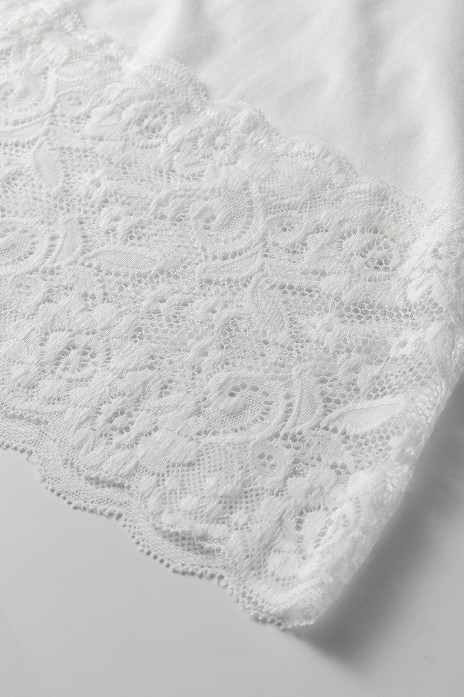 White Lace Trim V Neck Cuffed Long Sleeve Loose Top-Tops/Long Sleeve Tops-[Adult]-[Female]-2022 Online Blue Zone Planet