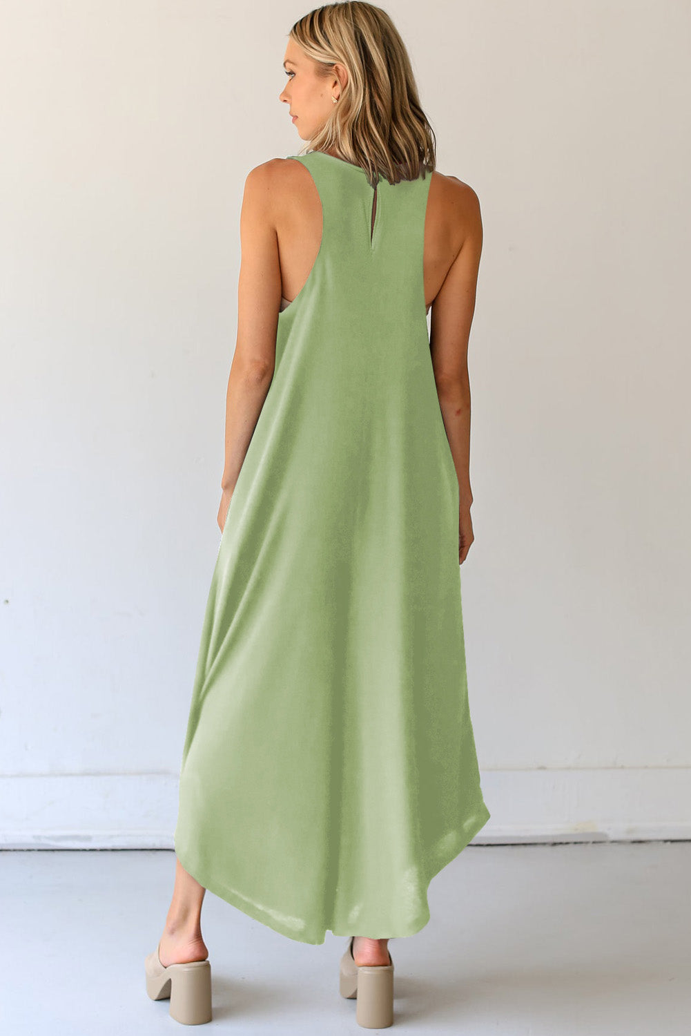 Grass Green Sleeveless V Neck Pocketed Wide Leg Jumpsuit-Bottoms/Jumpsuits & Rompers-[Adult]-[Female]-2022 Online Blue Zone Planet