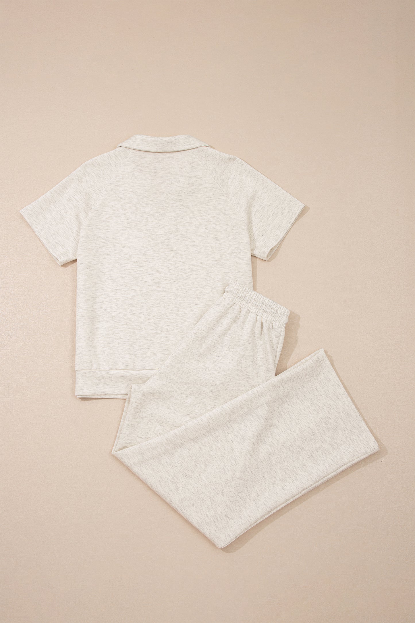 Light Grey Polo Tee Casual Pant Set-Two Piece Sets/Pant Sets-[Adult]-[Female]-2022 Online Blue Zone Planet