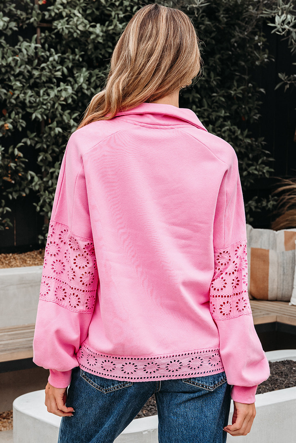 Bonbon Embroidered Flower Patchwork Snap Buttons Pullover Sweatshirt-Tops/Sweatshirts & Hoodies-[Adult]-[Female]-2022 Online Blue Zone Planet