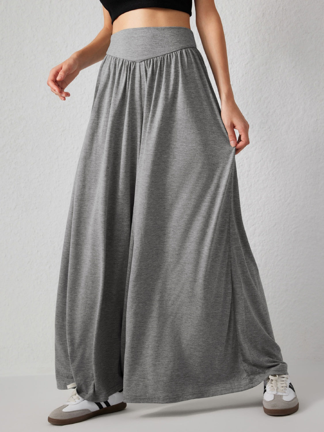 High Waist Wide Leg Pants-BOTTOMS SIZES SMALL MEDIUM LARGE-[Adult]-[Female]-2022 Online Blue Zone Planet