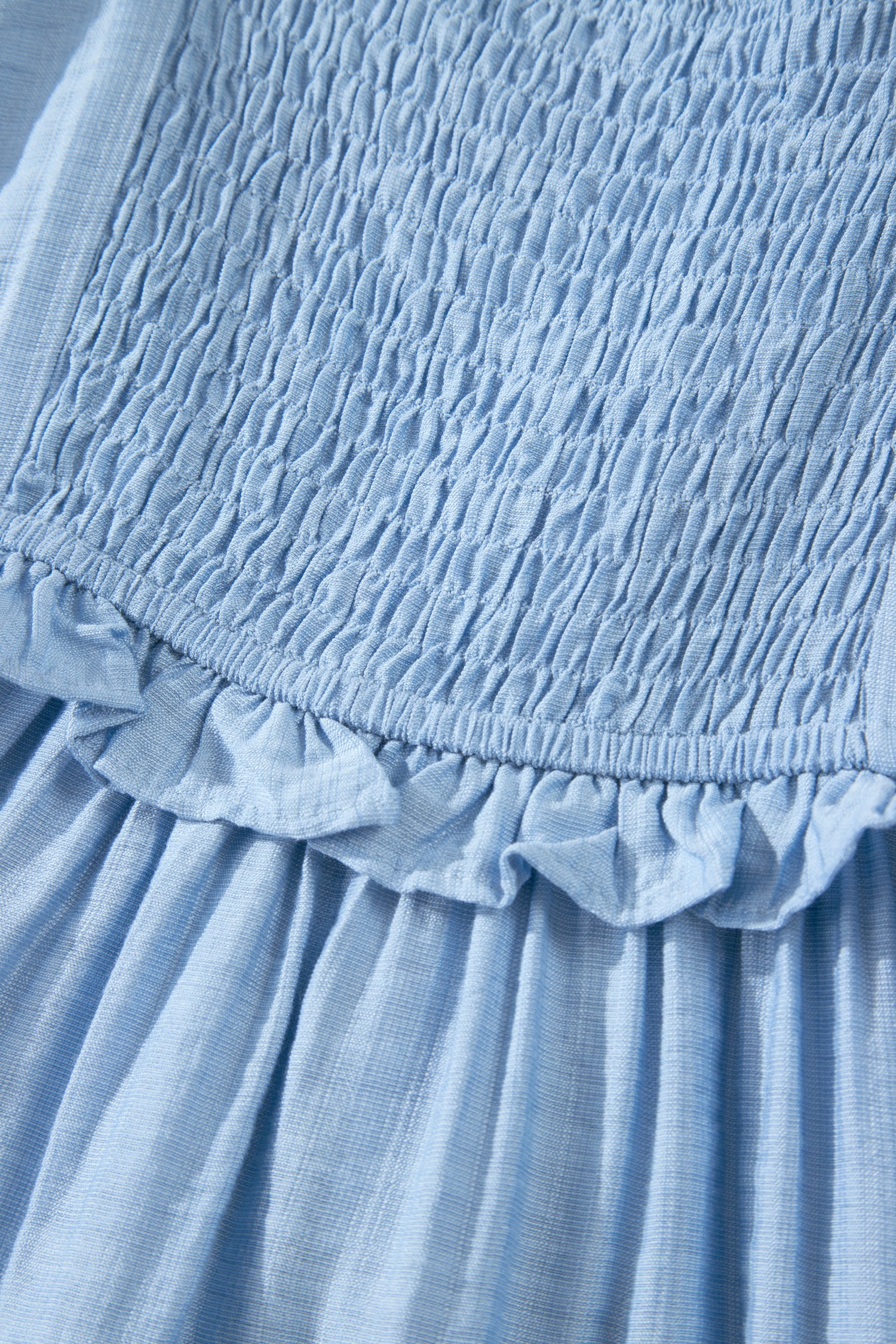 Beau Blue Solid Color Ruffle Trim High Waist Sleeveless Maxi Dress-TOPS / DRESSES-[Adult]-[Female]-2022 Online Blue Zone Planet