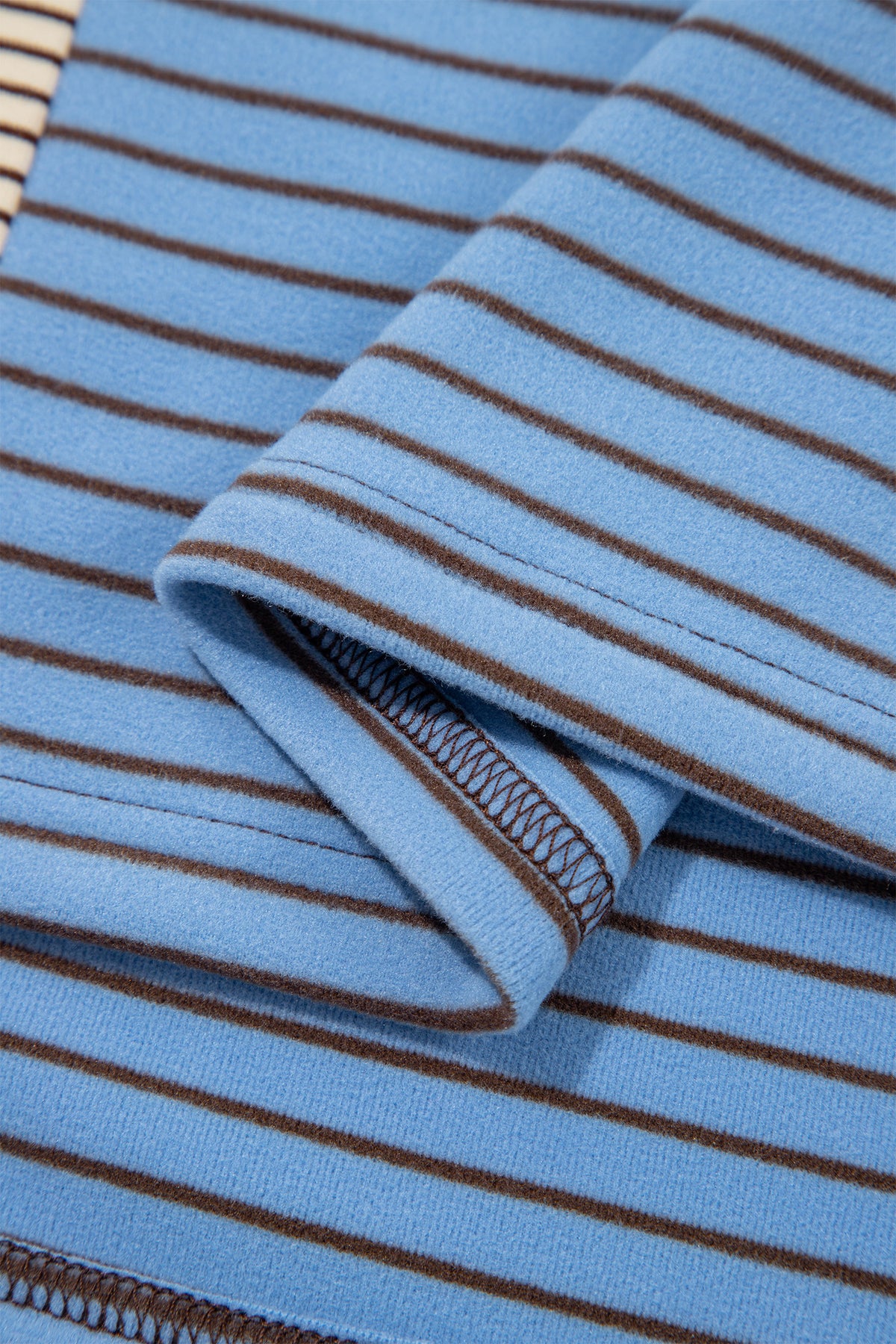 Sky Blue Stripe Color Block Contrast Long Sleeve Round Neck Casual Shift Pullover-Tops/Long Sleeve Tops-[Adult]-[Female]-2022 Online Blue Zone Planet