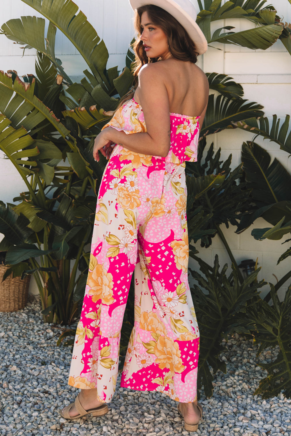 Multicolour Floral Print Ruffled High Waist Tube Top Loose Jumpsuit-Bottoms/Jumpsuits & Rompers-[Adult]-[Female]-2022 Online Blue Zone Planet