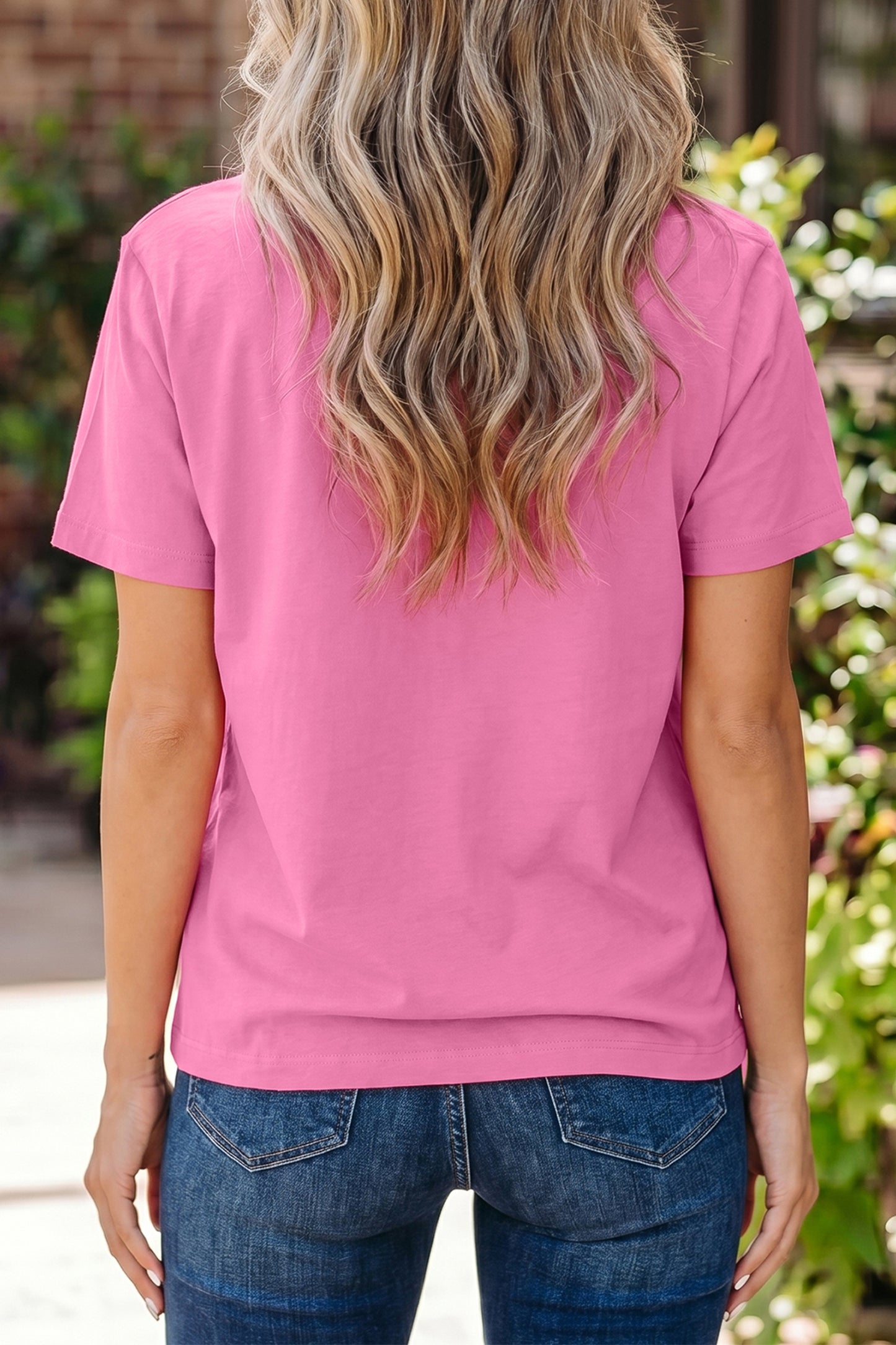 Pink Solid Color High Neck Oversize Tee-Tops/Tops & Tees-[Adult]-[Female]-2022 Online Blue Zone Planet