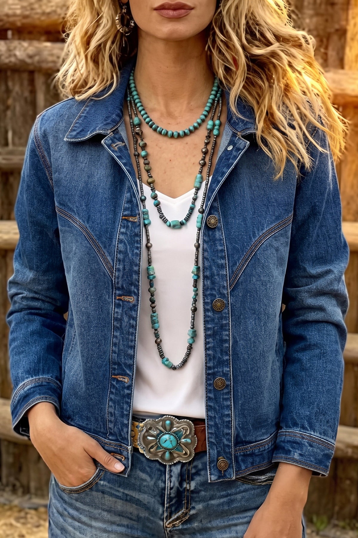 Sail Blue Vintage Wash Western Shift Denim Jacket-Outerwear/Denim jackets-[Adult]-[Female]-2022 Online Blue Zone Planet