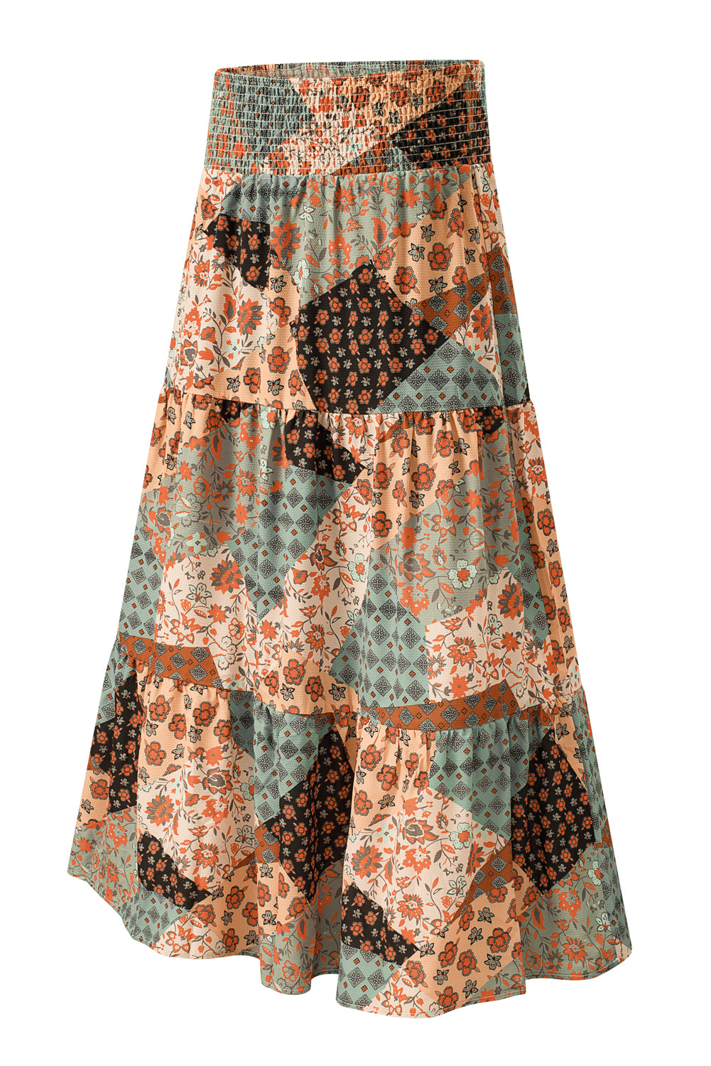 Multicolor Boho Print Tie-Up Waist Long Maxi Skirt-Bottoms/Skirts & Petticoat-[Adult]-[Female]-2022 Online Blue Zone Planet