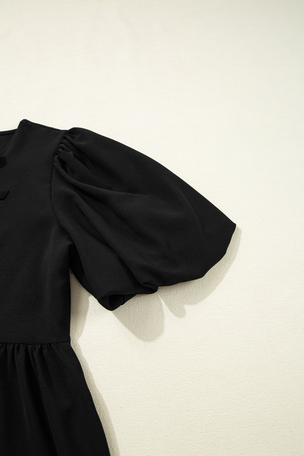 Black Puff Sleeve Bowknot Front Peplum Blouse-Tops/Blouses & Shirts-[Adult]-[Female]-2022 Online Blue Zone Planet