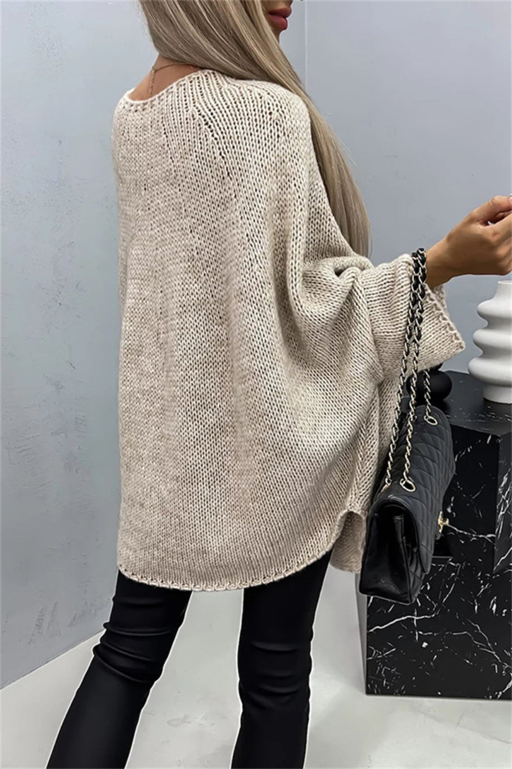 Round Neck Batwing Sleeve Sweater-TOPS / DRESSES-[Adult]-[Female]-2022 Online Blue Zone Planet