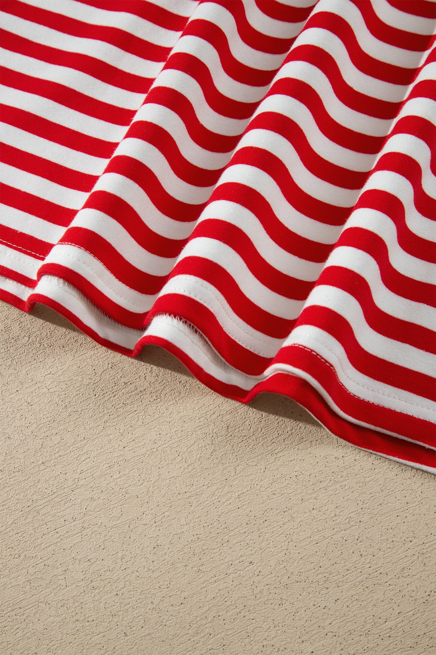 Red Stripe Colorblock Trim Polo Collar Drawstring Elastic Waist Band Casual 2pcs Outfit