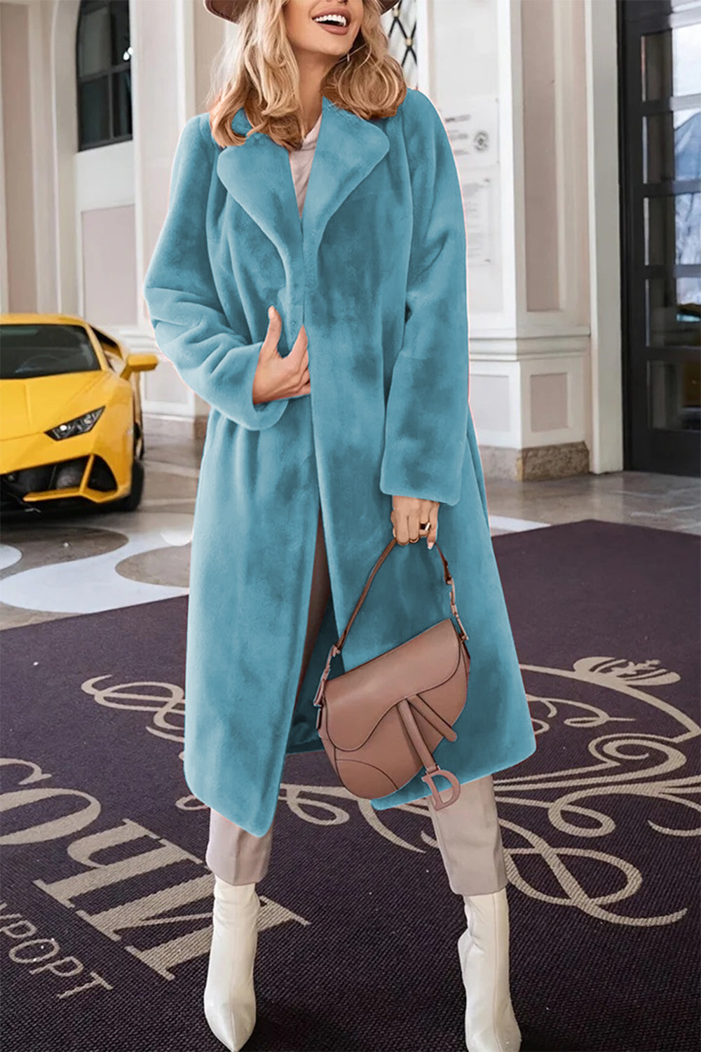 Blue Zone Planet | Full Size Fuzzy Tied Collared Neck Coat-TOPS / DRESSES-[Adult]-[Female]-Teal-S-2022 Online Blue Zone Planet