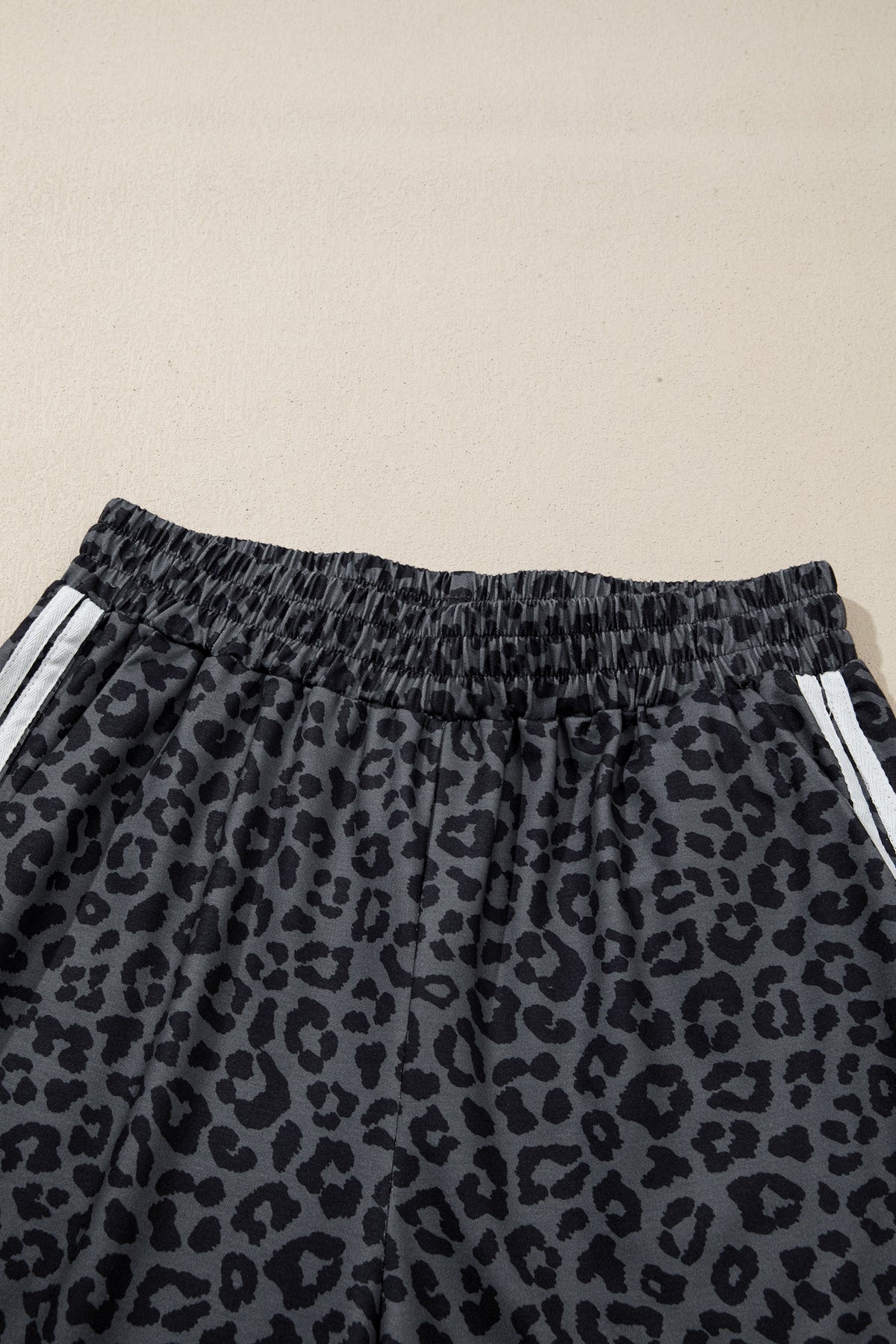 Pink Leopard Print Varsity Striped Detail 3/4 Sleeve Top Shift Pant Set-Two Piece Sets/Pant Sets-[Adult]-[Female]-2022 Online Blue Zone Planet