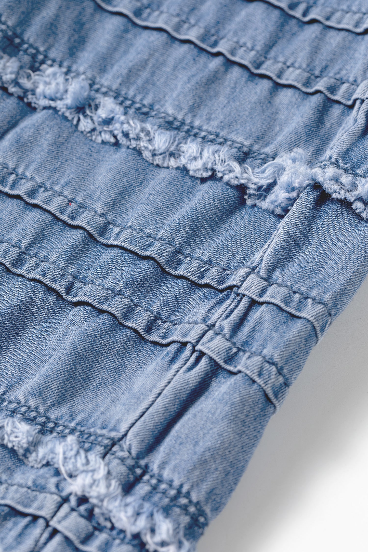 Dusk Blue Tiered Raw Edge Ruffled Plus Size Wide Leg Denim Pants-Plus Size/Plus Size Bottoms-[Adult]-[Female]-2022 Online Blue Zone Planet