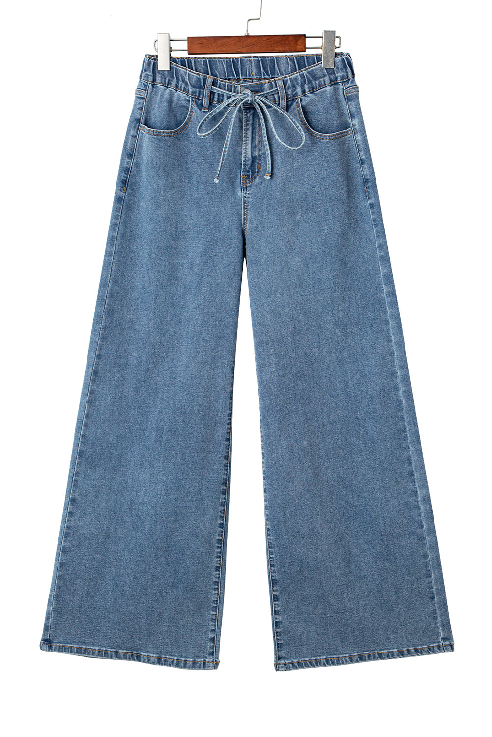 Dusk Blue Medium Wash Super Wide Leg Denim Pants-Bottoms/Jeans-[Adult]-[Female]-2022 Online Blue Zone Planet